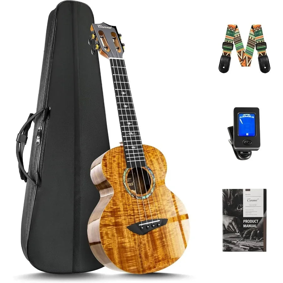 SHXIFingerboard CAG28 Glossy Curly Acacia Concert Ukulele for Beginners
