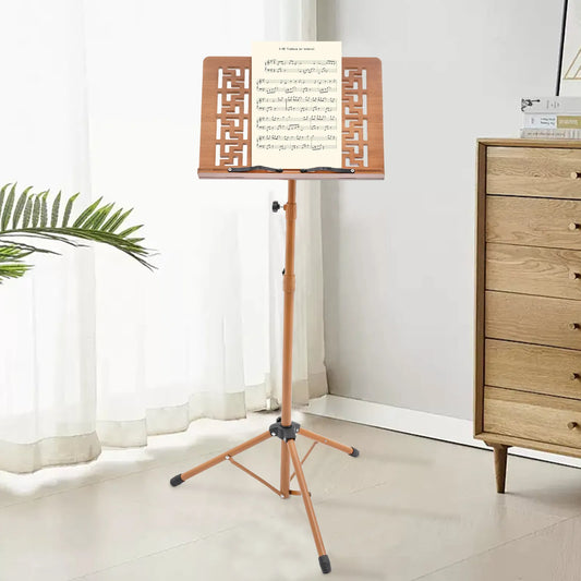 Adjustable Bamboo Music Stand with Tripod for Sheet Music