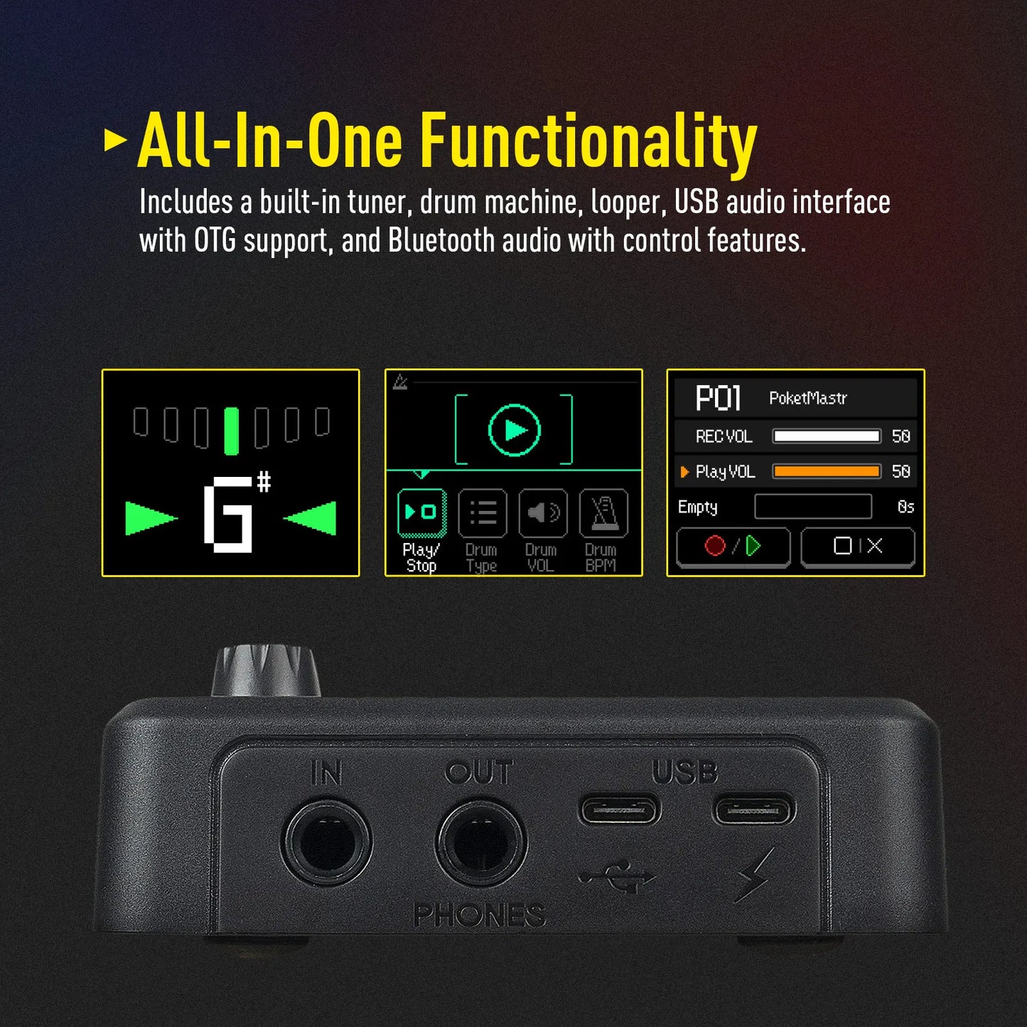 SONICAKE Pocket Master Compact Guitar Bass Amp 100 Plus Effects