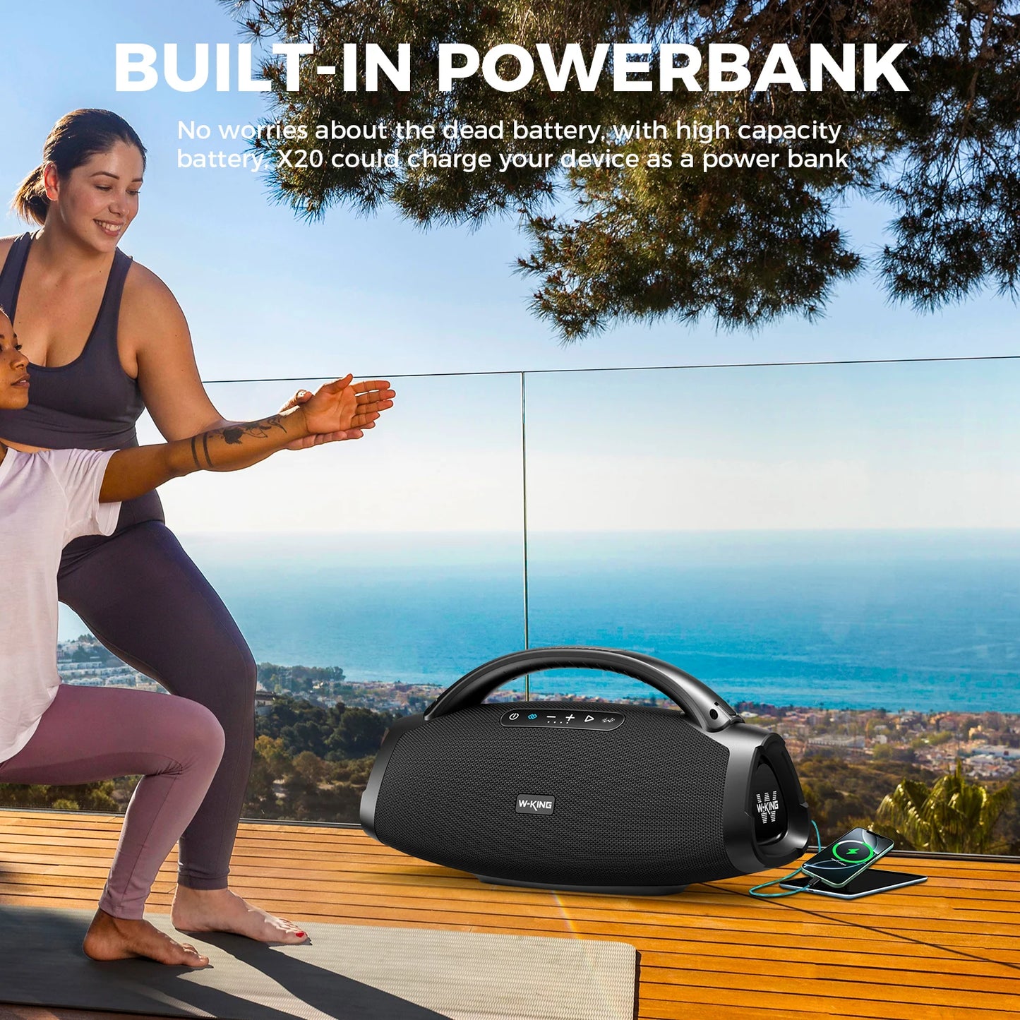 W-King D20 Portable Bluetooth Speaker 200W RMS IPX7 Waterproof