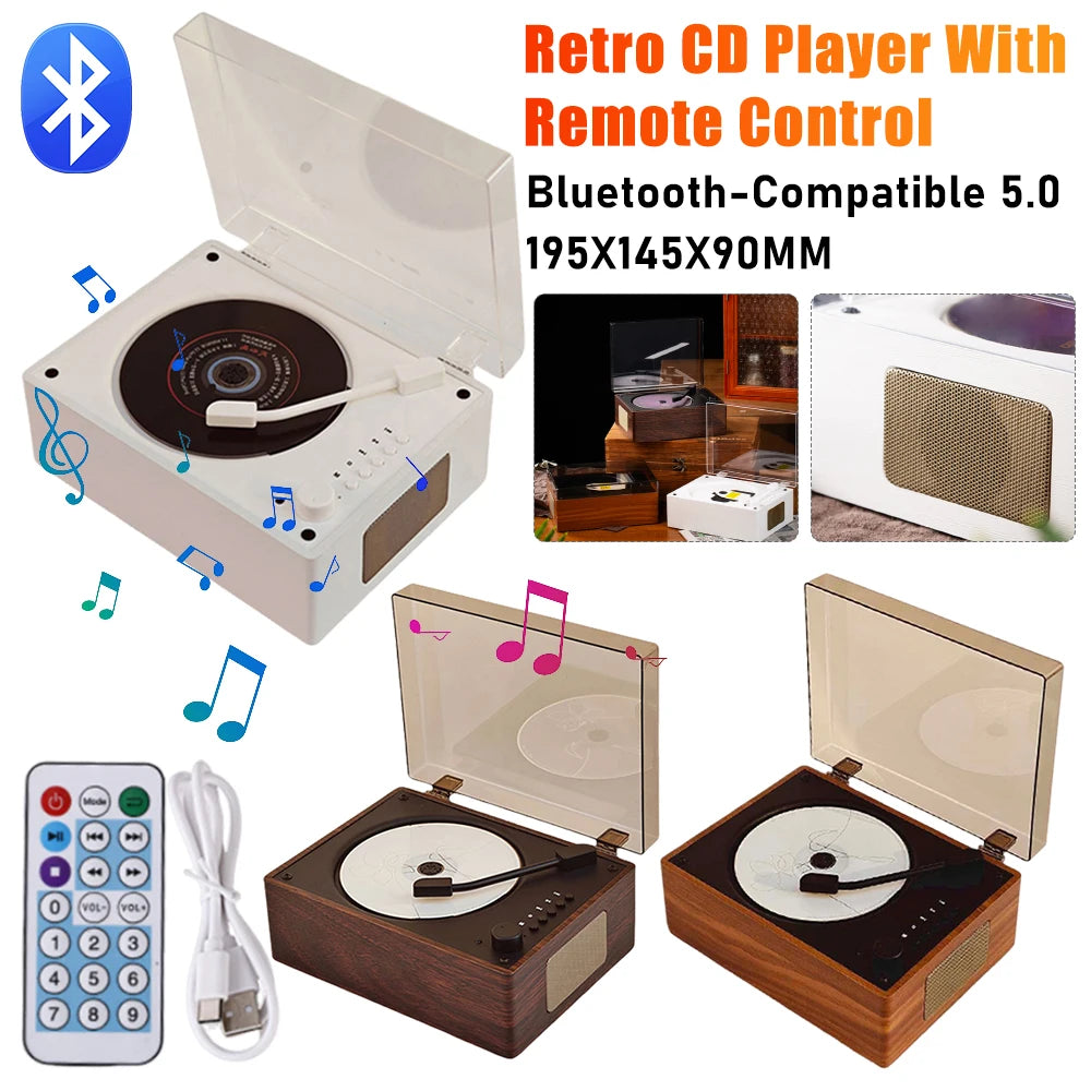 VKTECH Bluetooth 5.0 CD Player With USB Remote Control Speaker