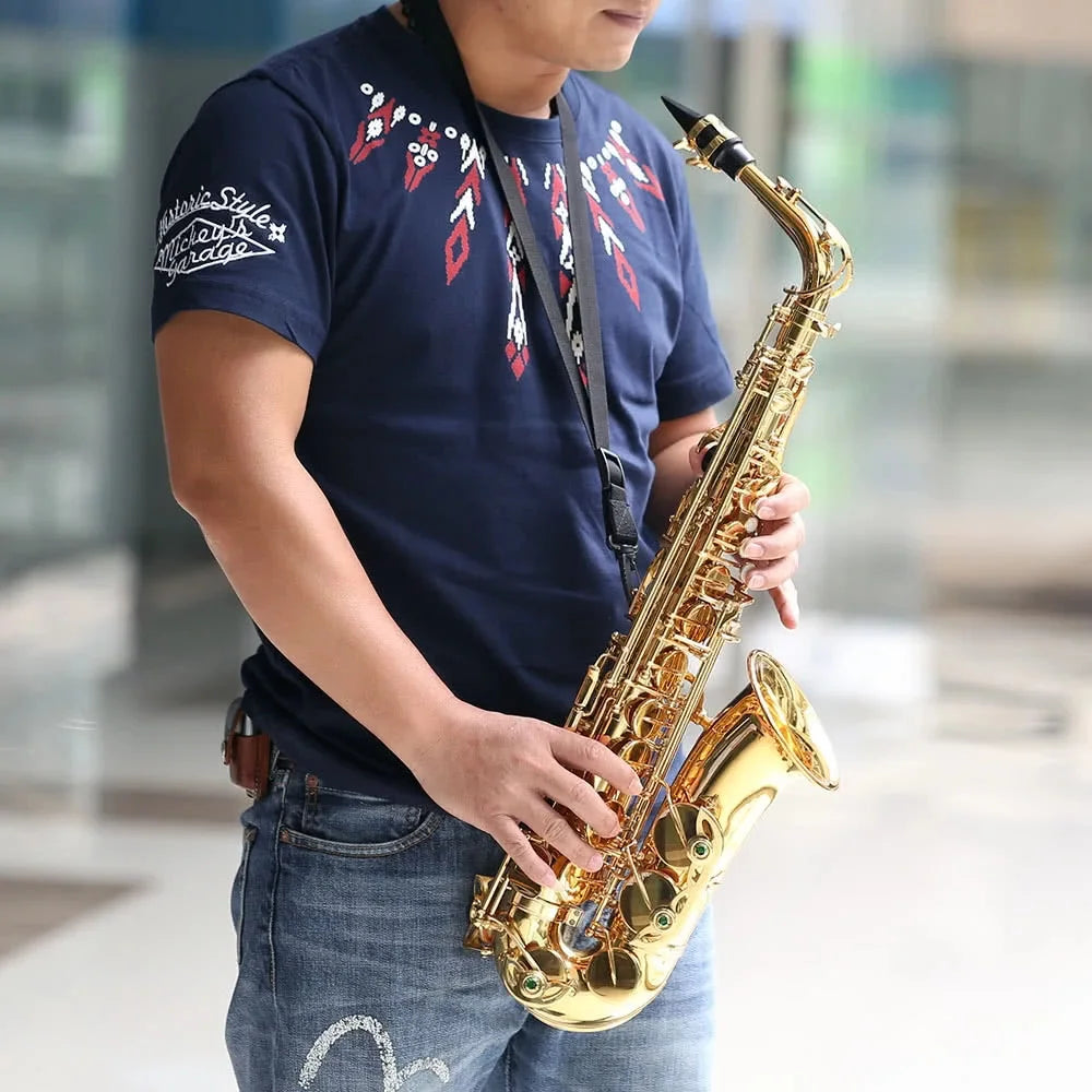 Ammoon Eb Alto Saxophone Professional Brass Lacquered Gold E Flat
