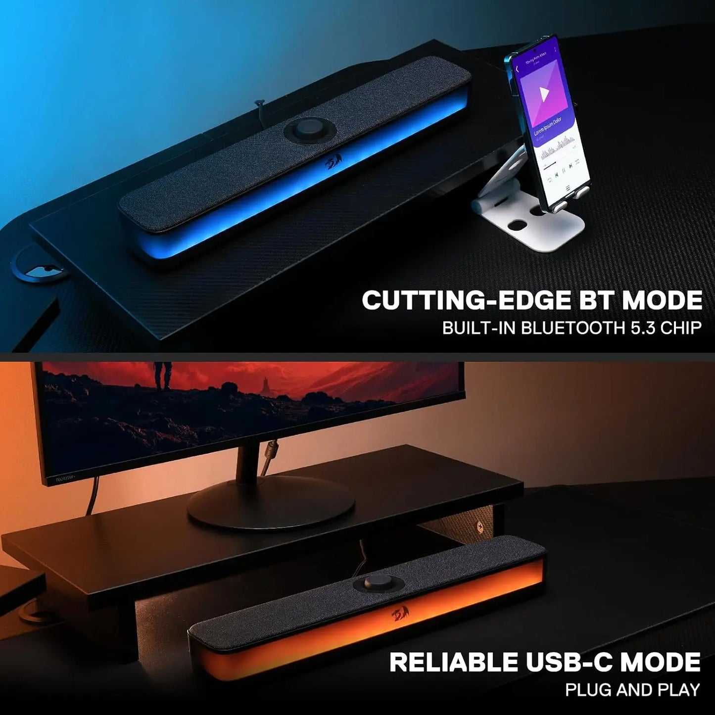 Redragon GS515 Desktop Soundbar 2.0 Channel Stereo Speakers
