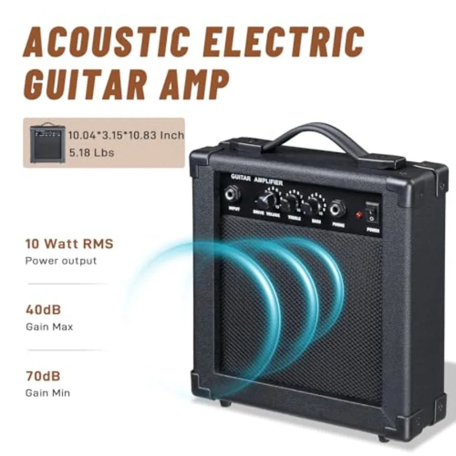 SHXI Acoustic Electric Guitar With 15W Amp Beginner Kit