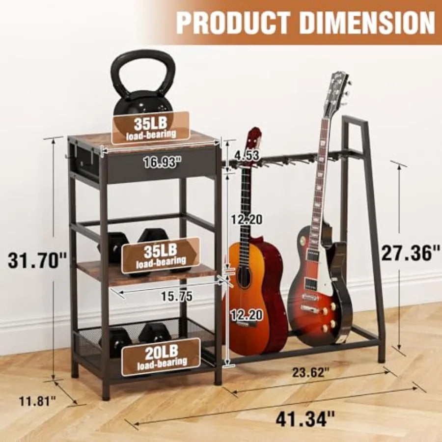 SHXI 6-Slot Guitar Stand Rack Floor Display For Electric Acoustic